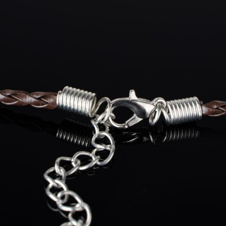 Waxed leather cord d = 3 mm, l = 45 cm, brown color, pigtail-1