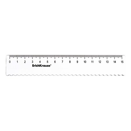 Line 15 cm Erichkrause "Clear", plastic, with a wavy edge, transparent