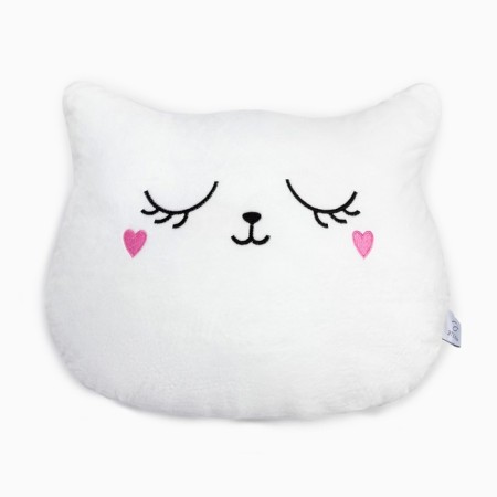 Decorative Ethel Pillow "Cat", white color, 48x38cm, velor, 100% polyester