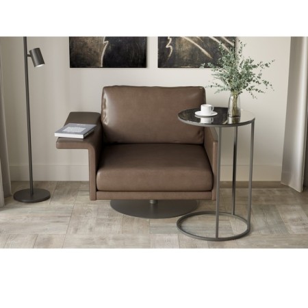 Journal table "Austin Glass", 450 × 450 × 705 mm, color Black Lacobel / Black frame