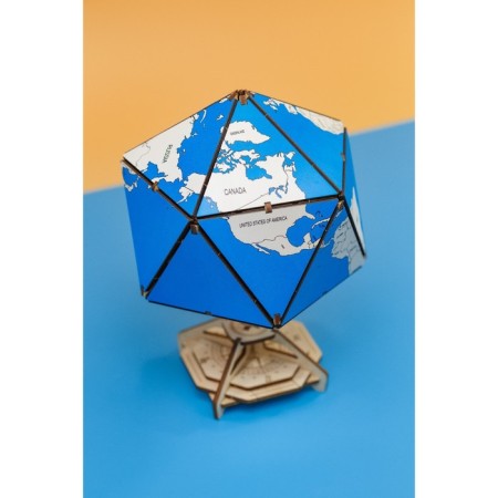 Designer Wooden 3D Ewa Globe Icosahedron with a secret (box, safe) blue-19