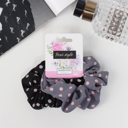 Hair elastic band "Orbit" (set 2 pcs) Ariadne peas, 10 cm, black gray