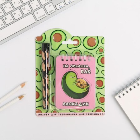 Set of notebook and pen "Avokadik"
