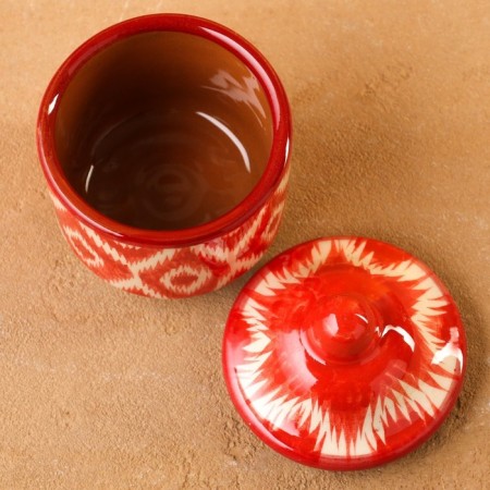 Jar for spices Rishtan ceramics, red atlas, 100 ml-4