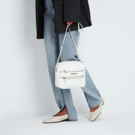 Bag Cross-Bodi with a zipper, white color-6