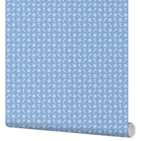 Self-adhesive film design 53-260 New Year Snowflakes and candy on blue 0.53x1.35 m