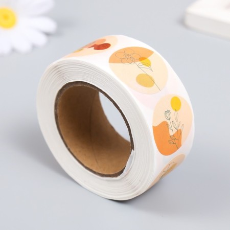 Stick Paper "Abstraction. Flowers" d = 2.5 cm 500 pcs in a roll 3x6.5x6.5 cm-1