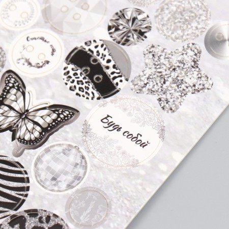 Decor for creativity cardboard "Chips and button. Silver" 24 pcs 13x16.5 cm-3