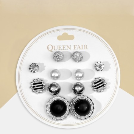 Pusets 6 pairs "pearl" planets, white-blue color in silver-1
