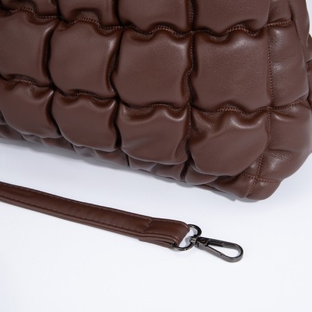 Load bag with zipper, long belt, brown color-5