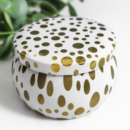 Casket Metal Round "Drawings with gold on white and black" mix 5.2x7.5x7.5 cm-2
