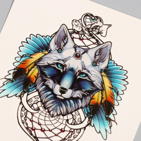 Tattoo on the body color "Wolf - Keeper of Dreams" 26.1x14.6 cm-3