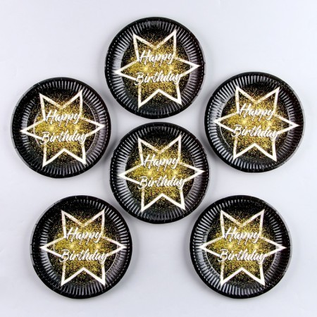 Paper plate "Happy Birthday", star, set 6 pcs.-2