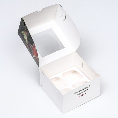 Packaging for 4 cupcakes with a window, "camouflage", 16 x 16 x 10 cm-4