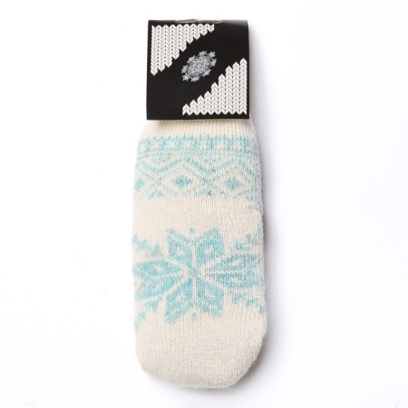 Women's woolen mittens "snowflake", white color, size 20-22-3