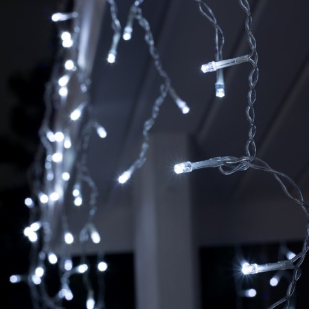 Garland "fringe" 3 × 0.6 m, IP44, UMS, transparent thread, 160 LED, white glow, white flicker, 220 V-1