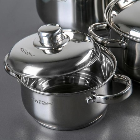 Gretta pan set, 4 items: 1.8 l, 2.5 l, 3.4 l, 4.5 l, metal covers, induction-1