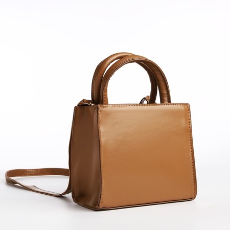Bag Women's Tout with zipper, brown color-2