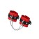 Handcuffs Pecado BDSM, soft with one strap with eyelets, genuine leather, red-black 932433