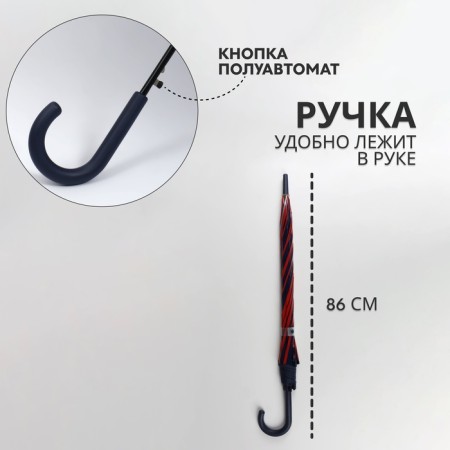 Umbrella - semiautomatic “stripes” cane, 8 knitting needles, r = 54 cm, blue/red color-1