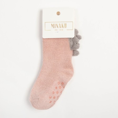 Noski children's terry with stoppers Minaku, pink color, size 14-16 cm-3