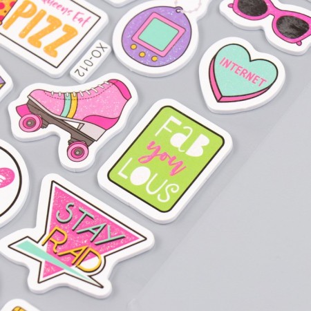 EVA sticker, Paper "Hobbies of the 90s" with sparkles 14x27.5 cm-2
