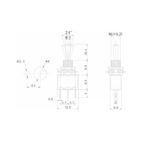 Tumbbler, 250 V, 3 A, ON-ON, 3C, Small-2