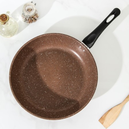 Rock pan, d = 29 cm, plastic handle, anti -stick coating, brown color-1