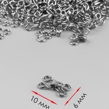 Sewing hook No. 0, 10 × 6 mm, 100 pcs, silver color
