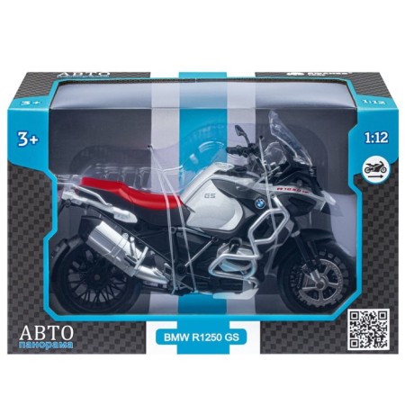 Metallic motorcycle BMW R1250 GS Adventure 1:12, free wheel stroke, silver-5