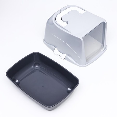 Domik toilet for cats closed with a door 43*32*33 cm, gray-9