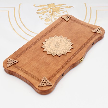 Scandinavian backgammon, carved large, wooden board 45 x 45 cm-2