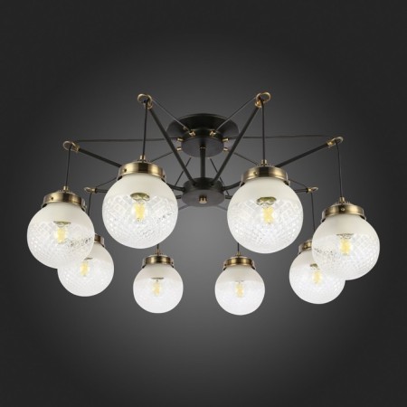 Ceiling EVOLUCE lamp. Sle110302-08. Stricce. 8x60 W, E27, 76x76x38 cm, black color, bronze-4