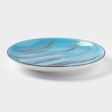 Porcelain dessert porcelain Wilmax Scratch, D = 17.5 cm, blue color-1