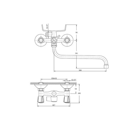 Bath mixer Rush Pioneer Pi7950-51, two-wound, long spout, chrome-1