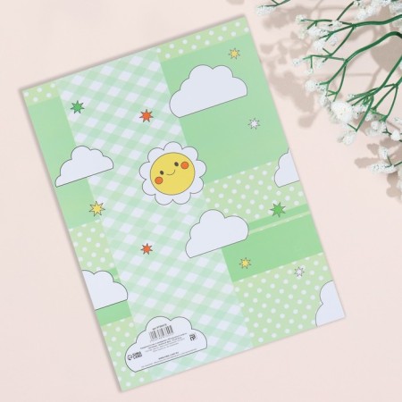 Birth certificate "Airy balls" embossing, green background, a4-2