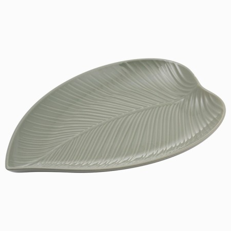 Serving dish Mason Cash in the Forest Leaf, 26x38 cm, the color is gray-green