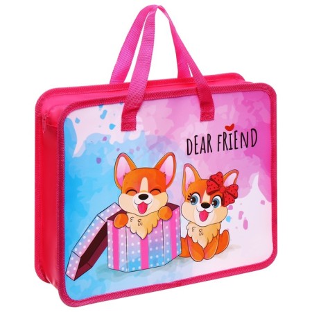 Folder with handles plastic A4 Calligrata "Dogs", 32.2x25.6x7 cm,-1