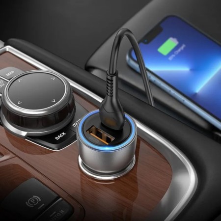 Hoco NZ8, 1 USB, 18 W, 1 Type-C, 25 W, PD + Qc, brown car.-4