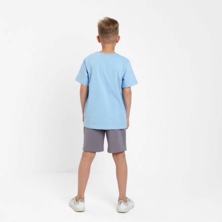 Set for a boy (T-shirt, shorts) minku color-blue/gray, height 140-2