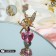 Brooch "Fairy" in the heart, white-pink color in gold
