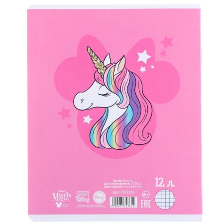 Notebook in a cage 12 sheets, 5 types of mix, cover coated cardboard, Minnie Mouse and unicorn-7