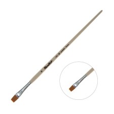 Кисть Синтетика, плоская, Мягкая, Roubloff серия 1222 № 12, ручка длинная пропитана лаком, белая обойма