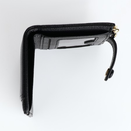 Women's wallet on the button, black color-4