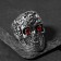 Ring "Right" Skull is openwork, red color in black silver, 21 size