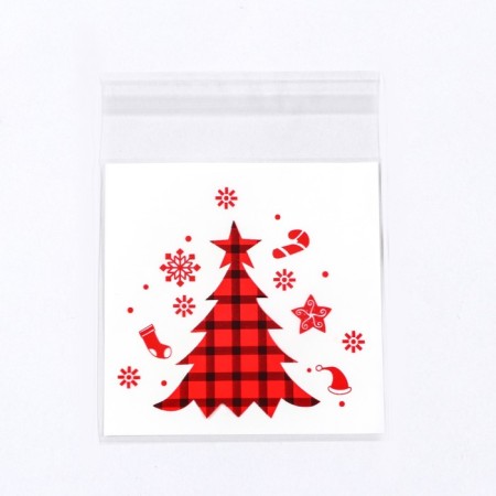 BOPP package with sticky tape, "Christmas tree", 10*10+3cm-2