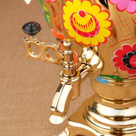 Set "Flowers in Gold", Acramus, 3 objects, a samovar 3 l, a teapot 0.7 l, tray-8