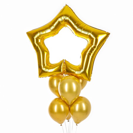 Set of balls "Golden Star", latex, foil, 7 pcs.-2