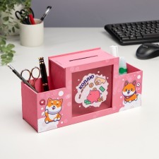 Organizer for the office with a piggy bank 