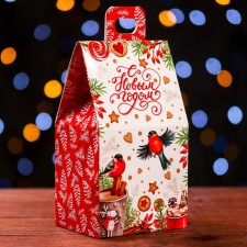 Подарочная коробка "Домик Снегири",9,1 х 7 х 15,7 см